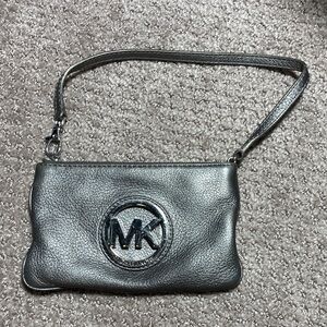 Michael Kors Metallic Silver Wristlet